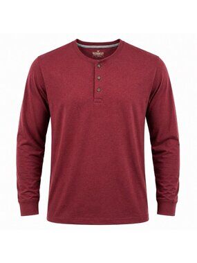 Outdoor Life Wilderness Sueded Henley Long Sleeve Shirt Burgundy 3XL